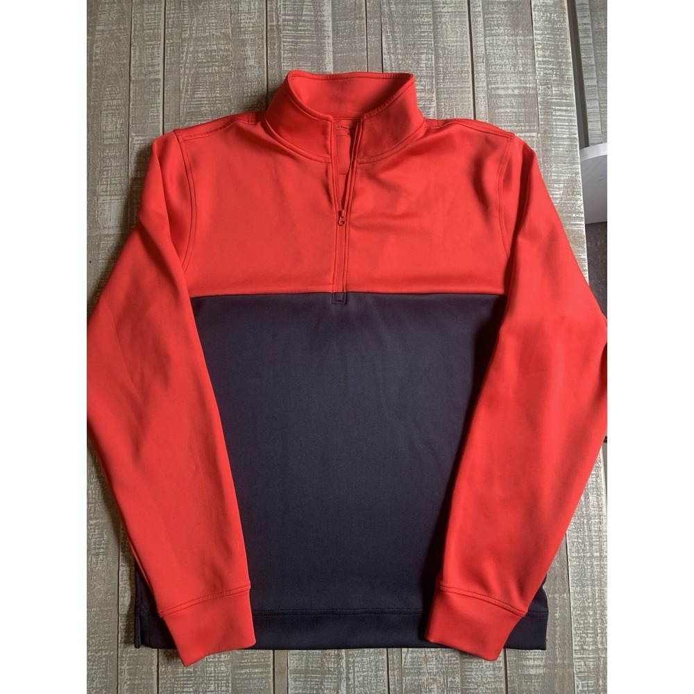 U‎ SUCK AT GOLF Mens Medium Red Black 1/4 Zip Long Sleeve Performance Pullover